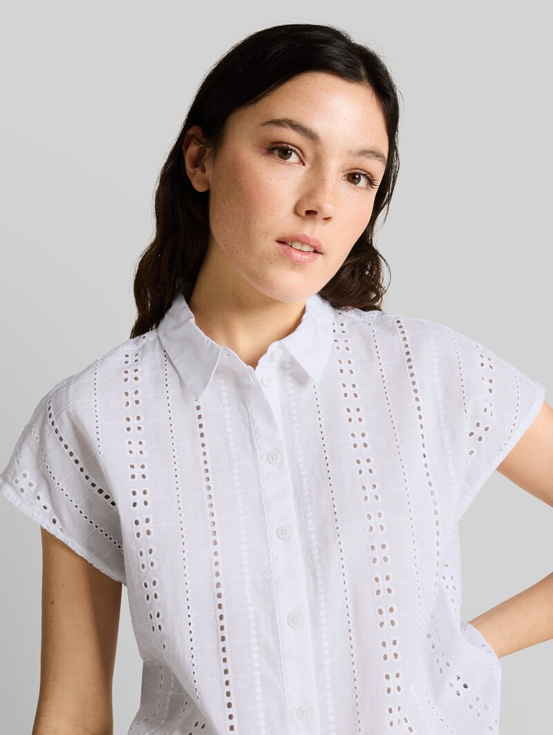 Tom Tailor Bluse mit Lochstickerei - White