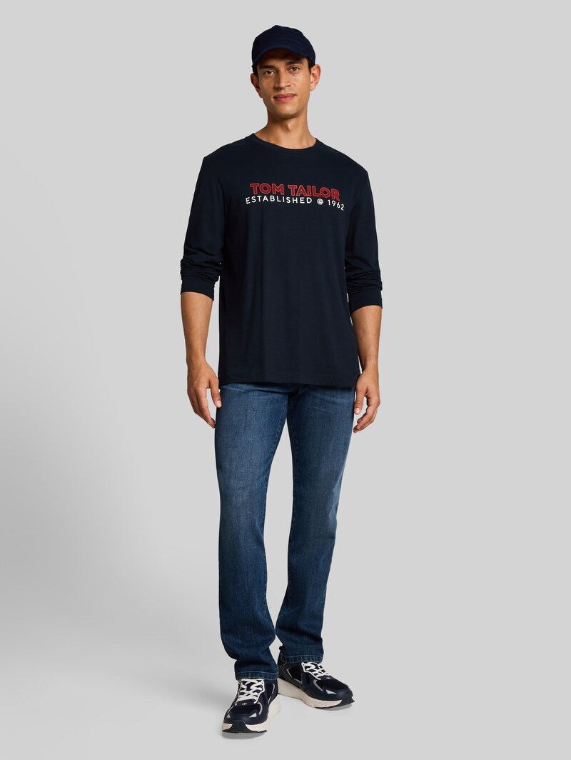Tom Tailor Langarmshirt mit Logo-Print - Sky Captain Blue