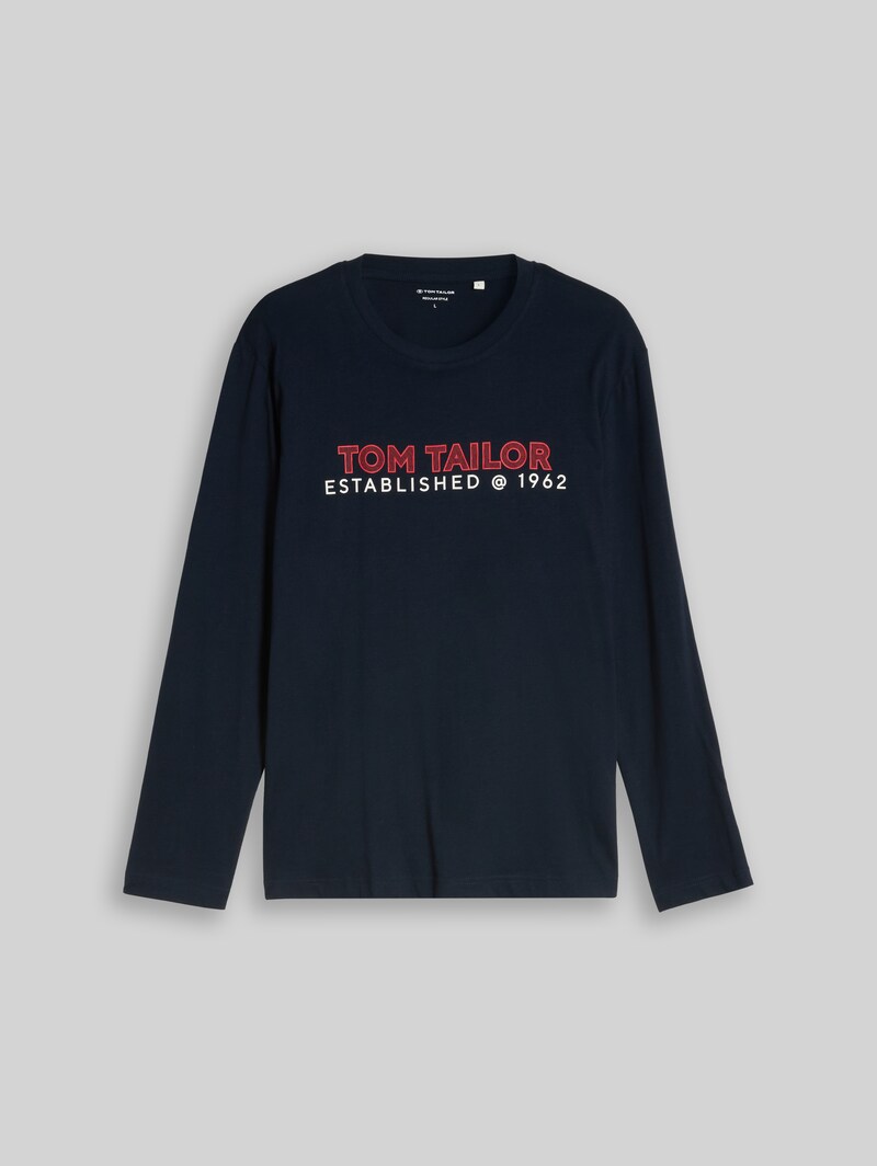 Tom Tailor Langarmshirt mit Logo-Print - Sky Captain Blue