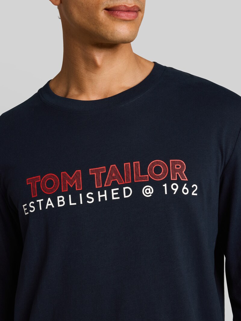 Tom Tailor Langarmshirt mit Logo-Print - Sky Captain Blue