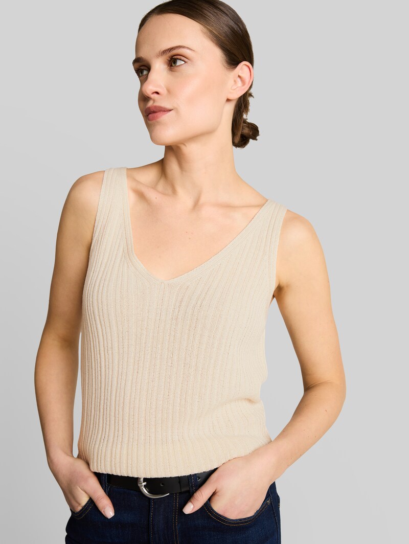 Tom Tailor Stricktop mit V-Ausschnitt - Dove White