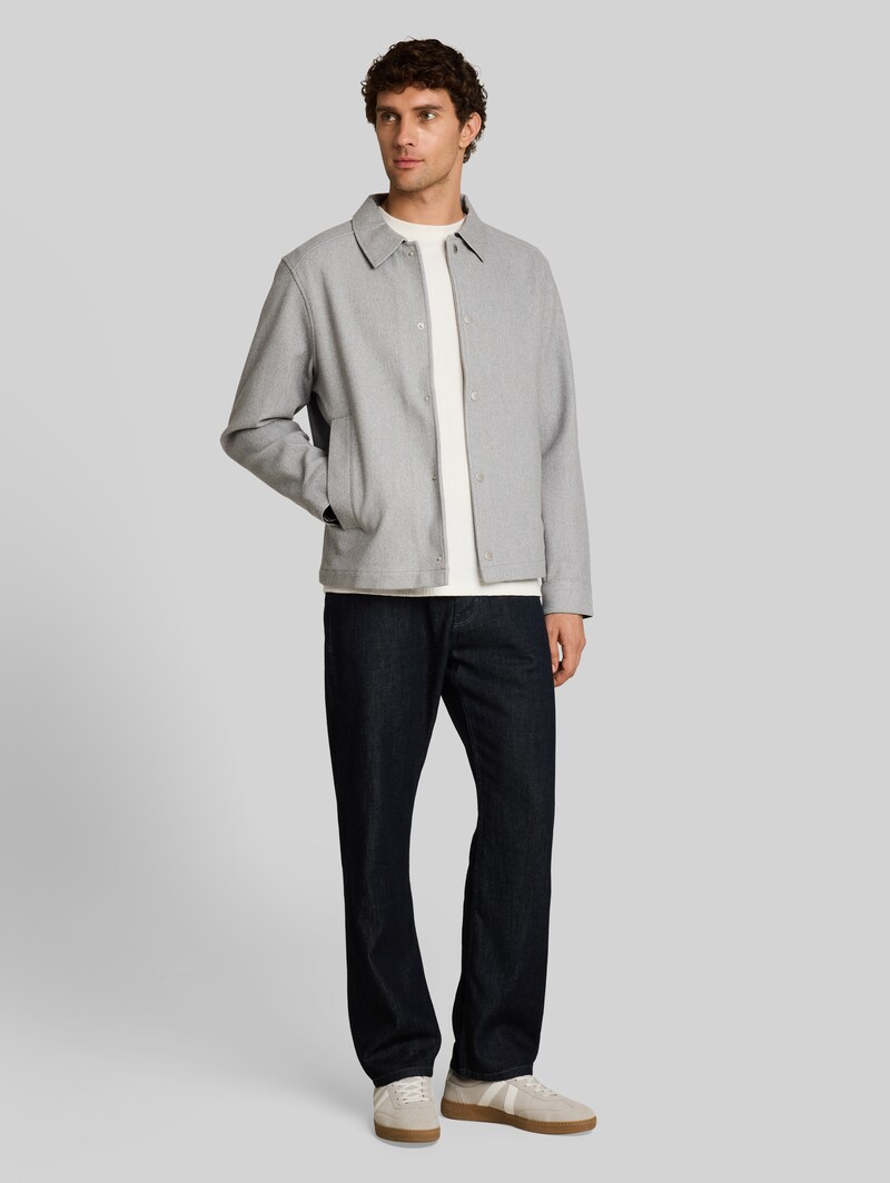 Tom Tailor Relaxed Fit Jacke mit Druckknöpfen - Medium Silver Grey Melange