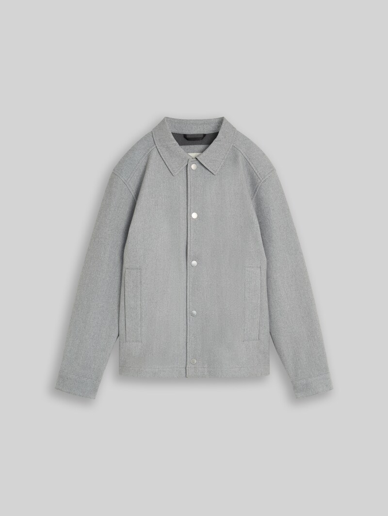 Tom Tailor Relaxed Fit Jacke mit Druckknöpfen - Medium Silver Grey Melange