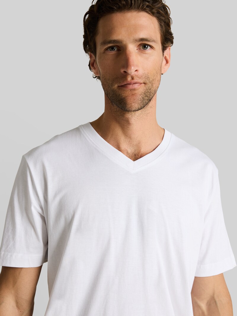 Tom Tailor T-Shirts mit V-Ausschnitt im 2er-Pack - White 2