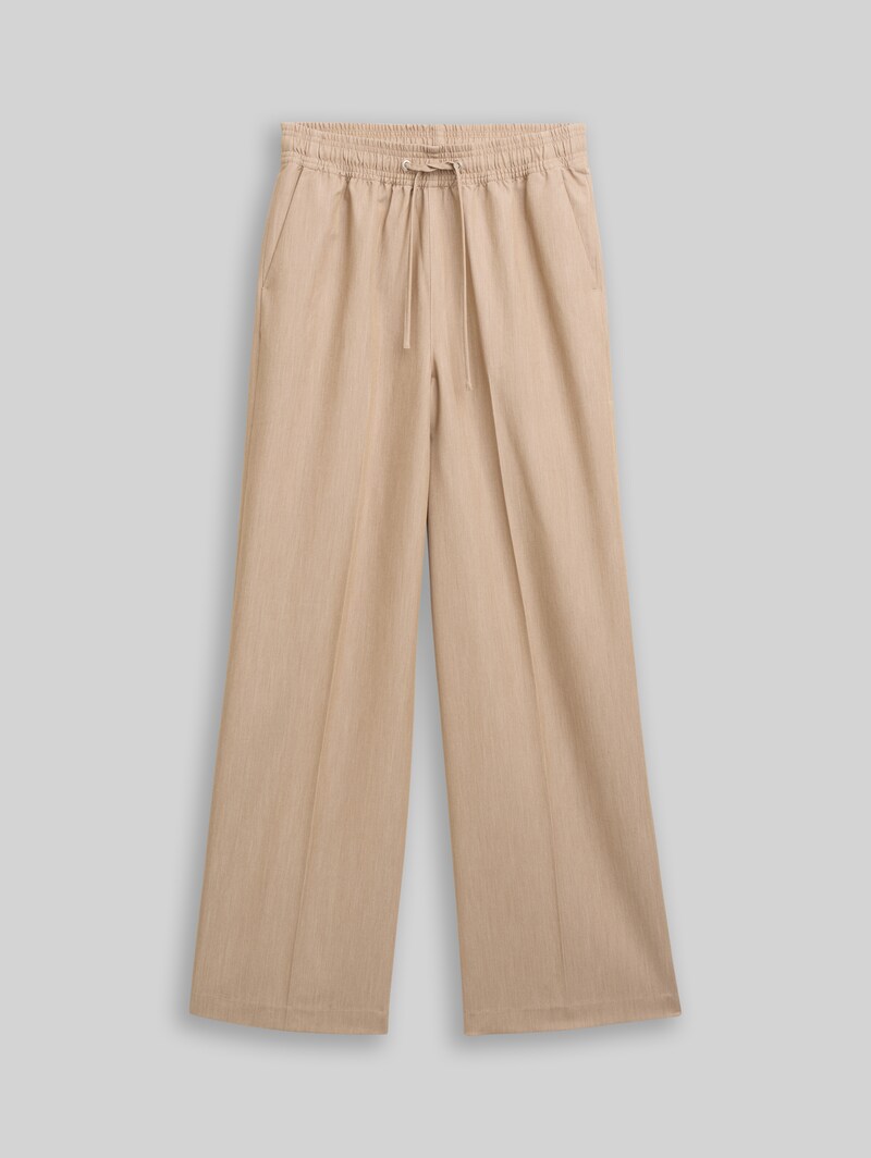 Tom Tailor Wide Leg Hose mit Kordelzug - Intense Beige Melange