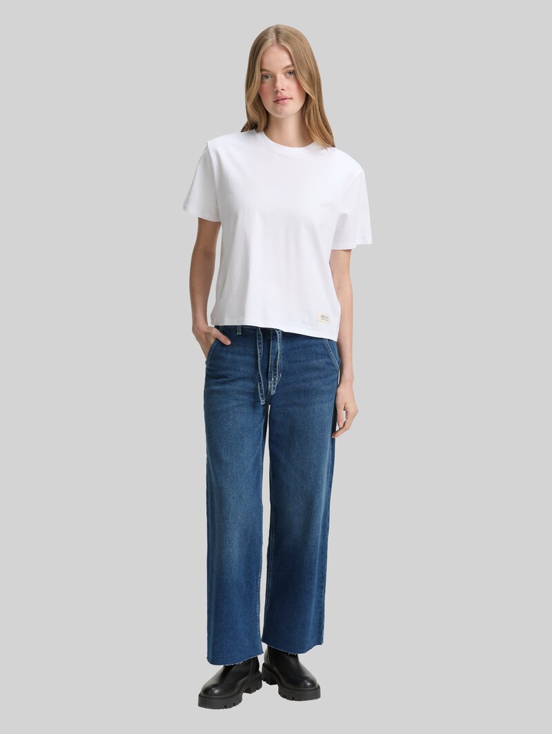 Tom Tailor TTMIJA CULOTTE Jeans mit Gürtel - Used Mid Stone Blue Denim