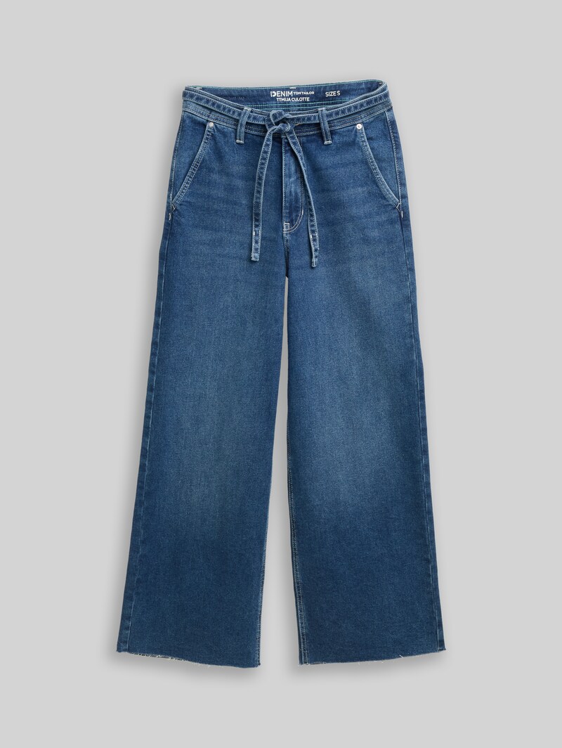 Tom Tailor TTMIJA CULOTTE Jeans mit Gürtel - Used Mid Stone Blue Denim