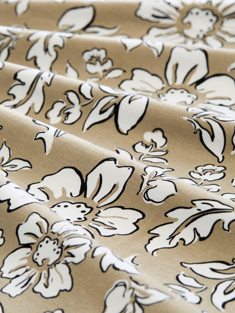 Tom Tailor Jerseykleid mit Cut-Out-Detail - Olive Big Flower Design
