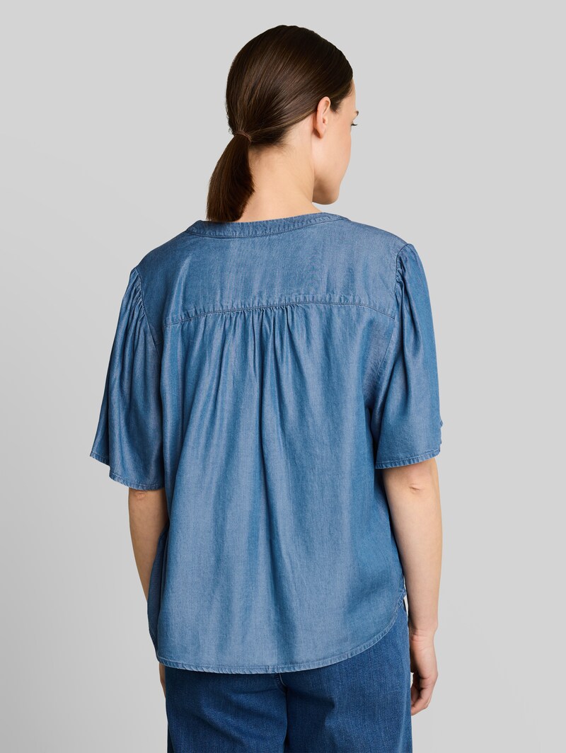 Tom Tailor Bluse mit Quasten - Clean Light Stone Blue Denim