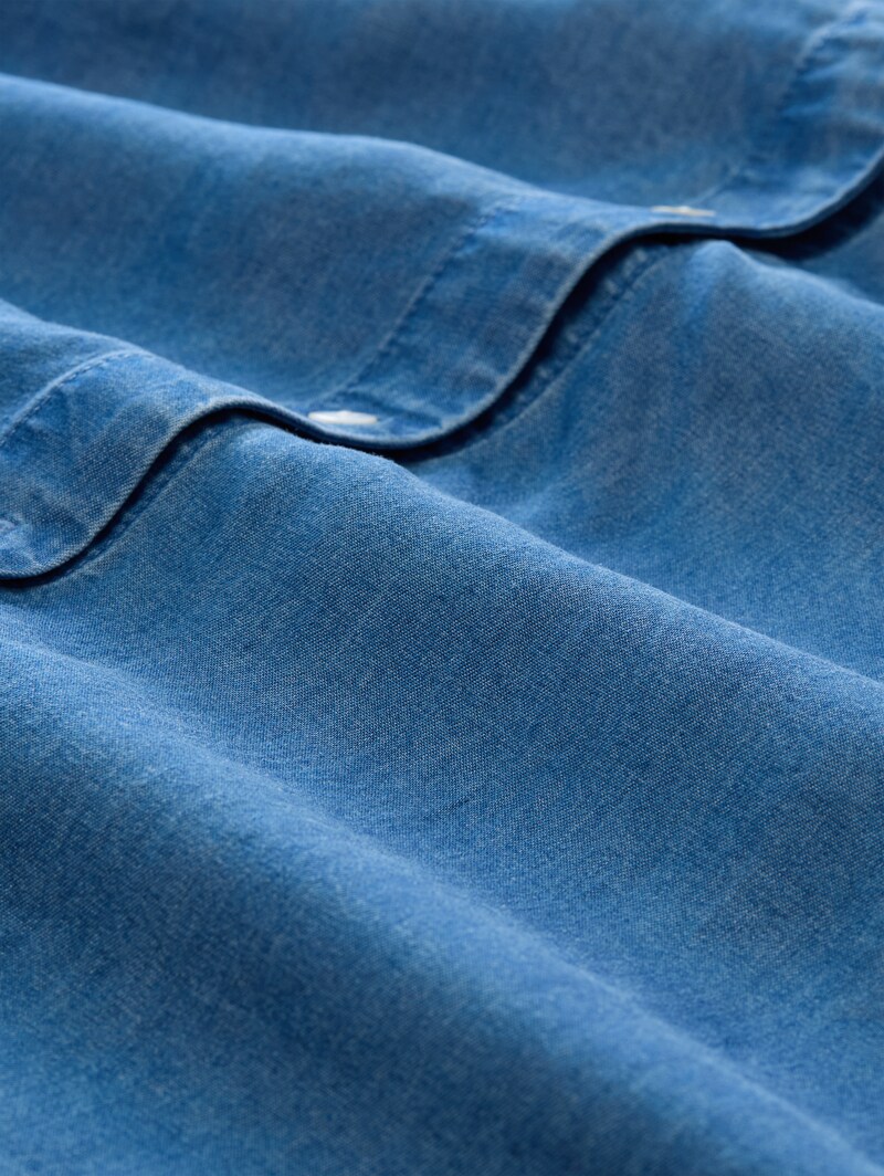 Tom Tailor Bluse mit Quasten - Clean Light Stone Blue Denim