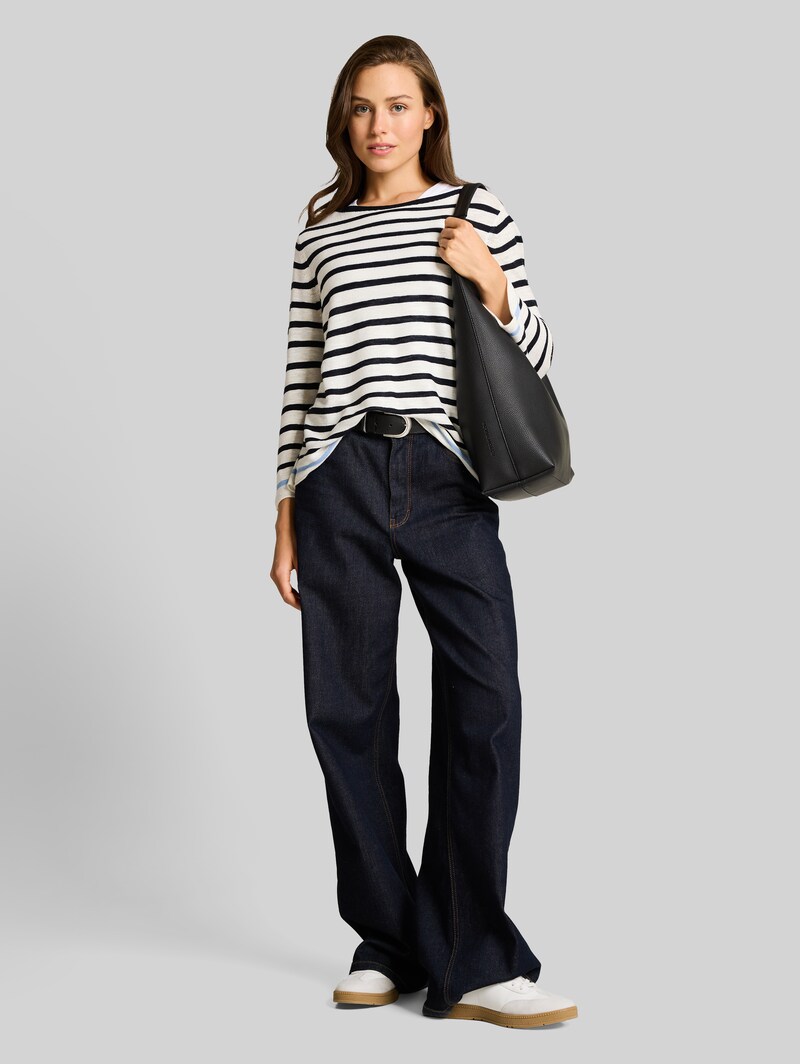 Tom Tailor Strickpullover mit Streifenmuster - Navy Offwhite Blue Stripe