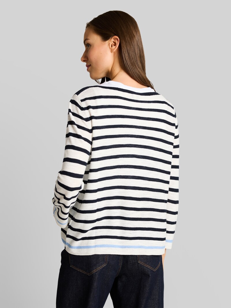 Tom Tailor Strickpullover mit Streifenmuster - Navy Offwhite Blue Stripe