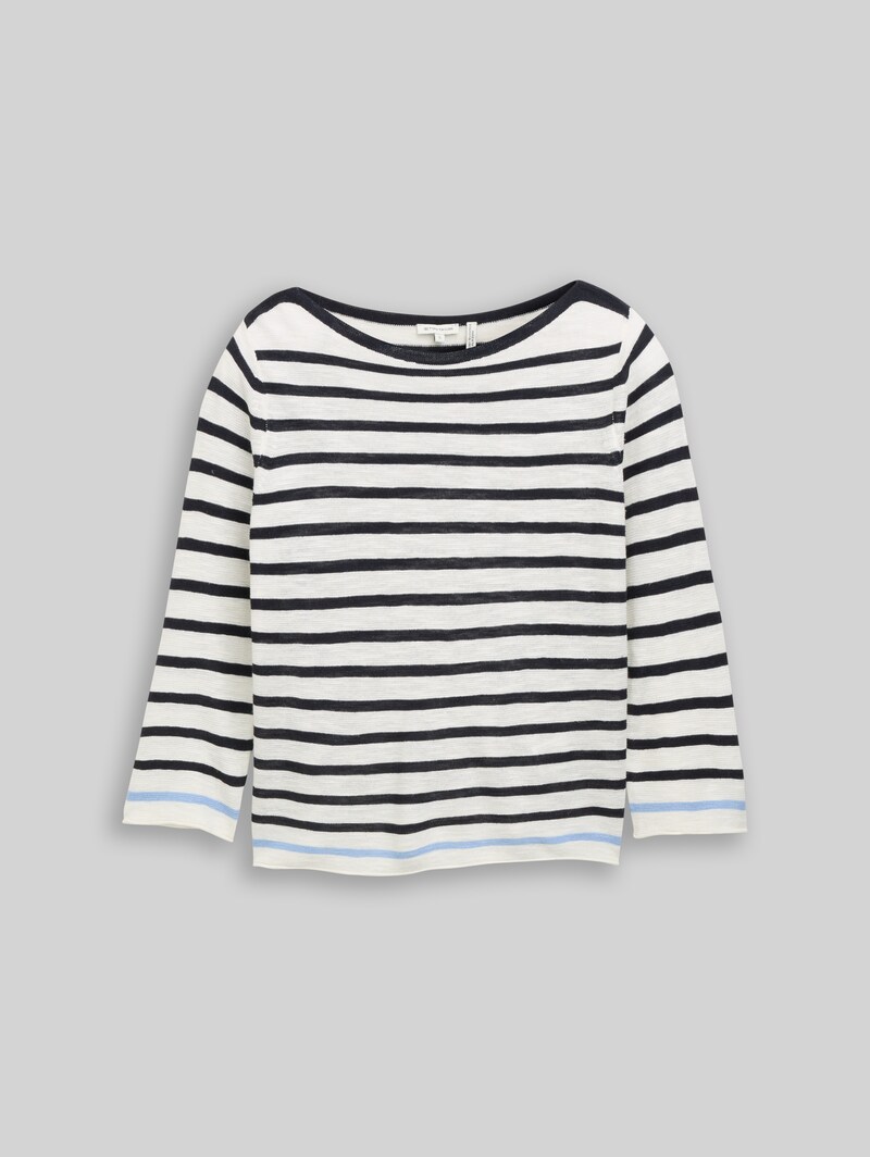 Tom Tailor Strickpullover mit Streifenmuster - Navy Offwhite Blue Stripe