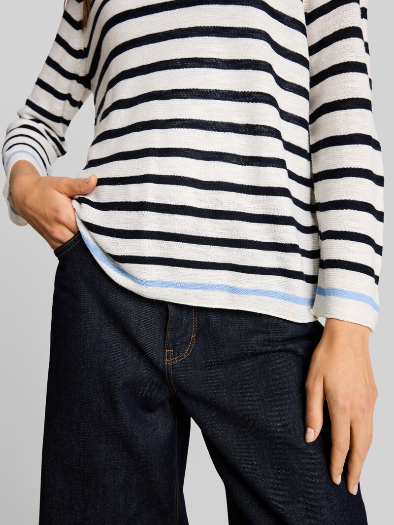 Tom Tailor Strickpullover mit Streifenmuster - Navy Offwhite Blue Stripe