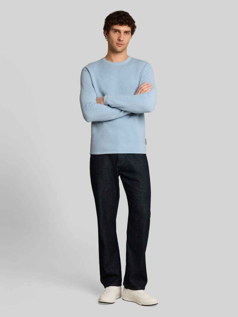 Tom Tailor Strickpullover aus Baumwolle - Light Metal Blue