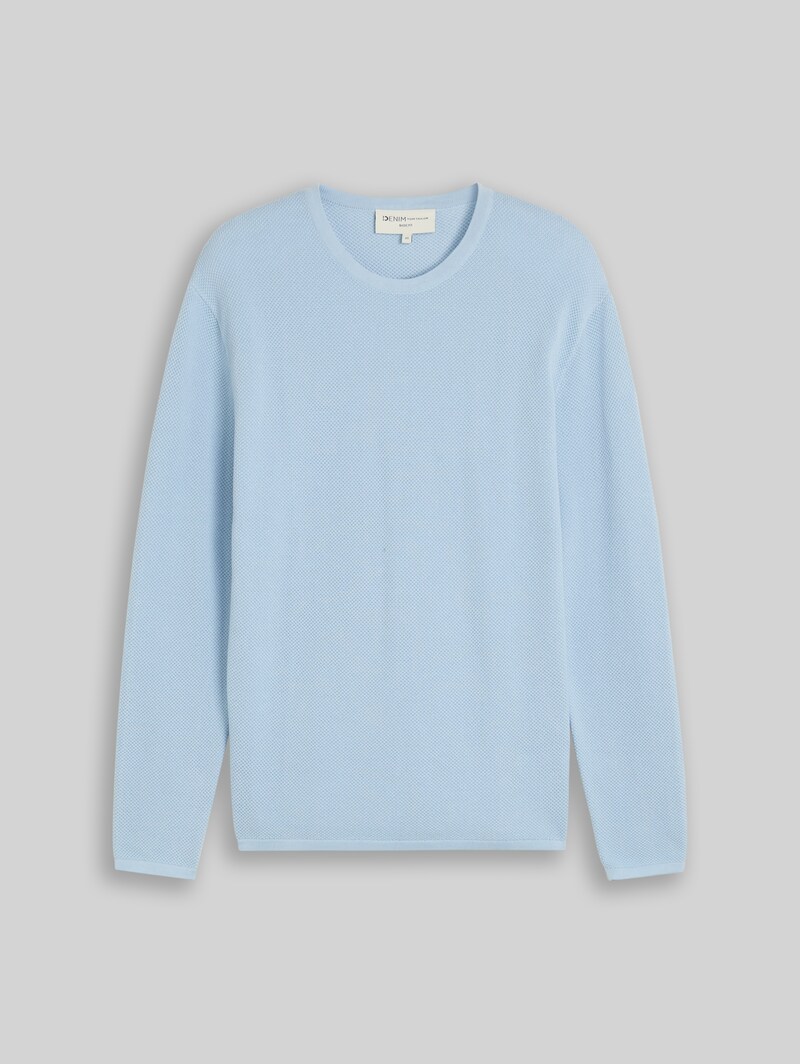 Tom Tailor Strickpullover aus Baumwolle - Light Metal Blue