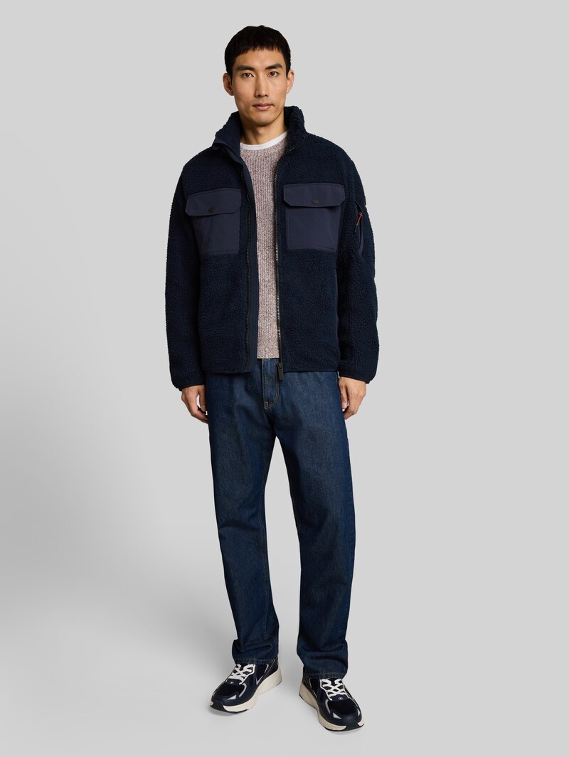Tom Tailor Teddy Jacke mit Taschen - Sky Captain Blue