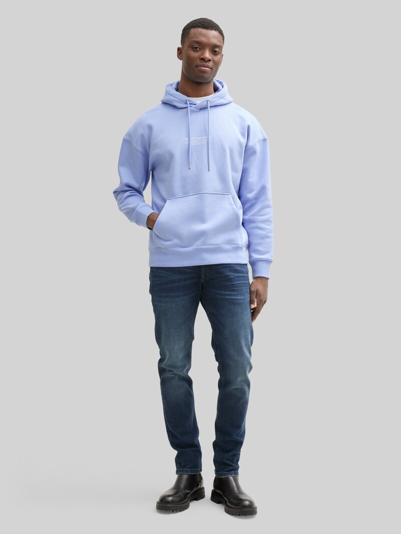 Tom Tailor Relaxed Hoodie Sweatshirt mit Logo-Print - Brunnera Blue