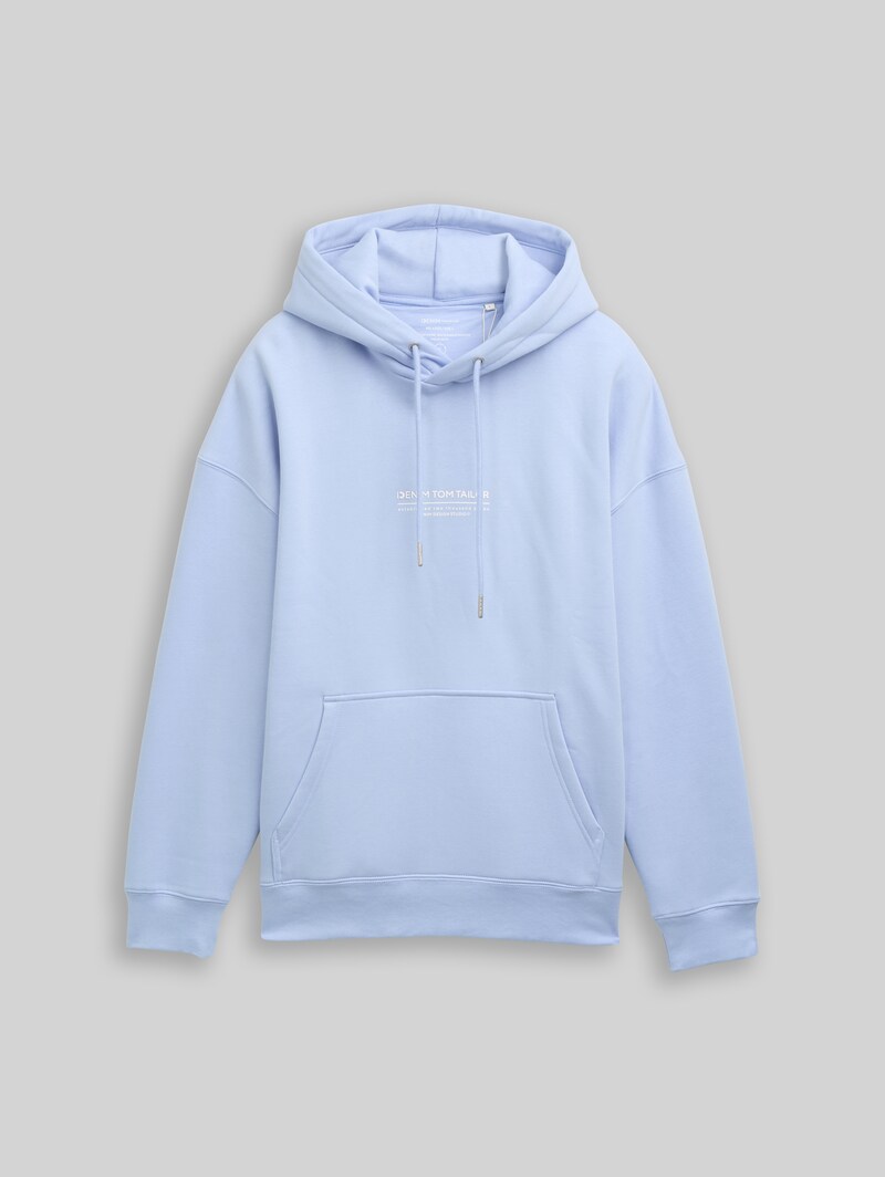 Tom Tailor Relaxed Hoodie Sweatshirt mit Logo-Print - Brunnera Blue