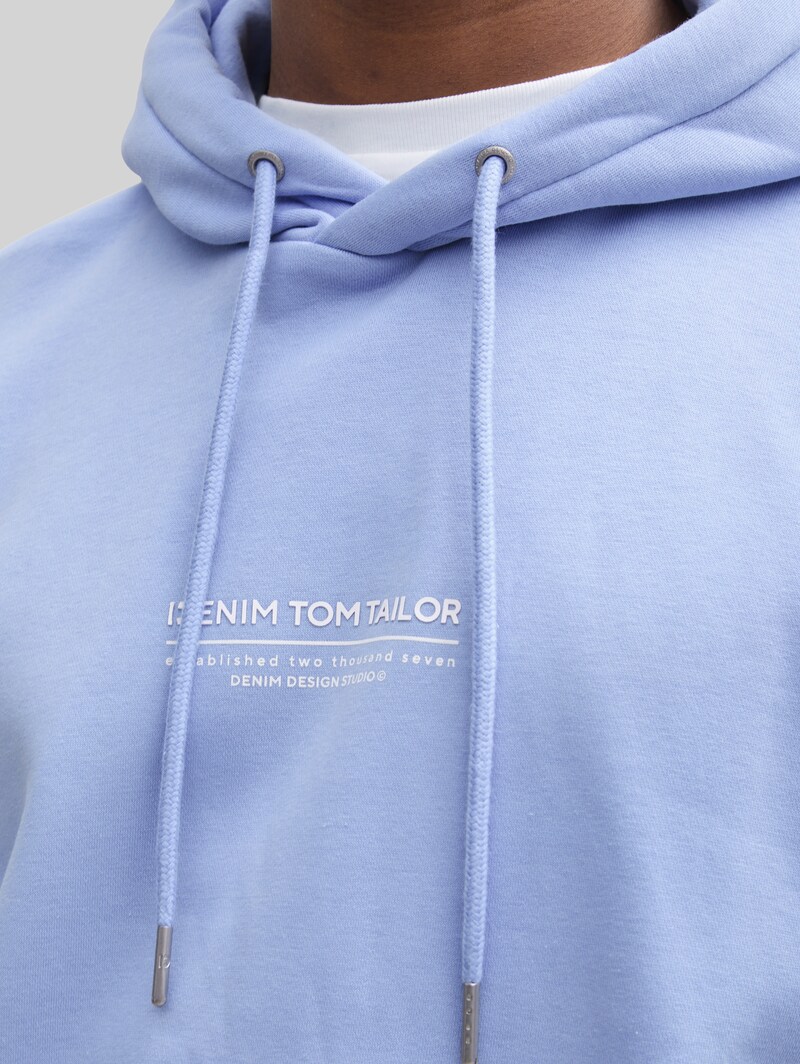 Tom Tailor Relaxed Hoodie Sweatshirt mit Logo-Print - Brunnera Blue