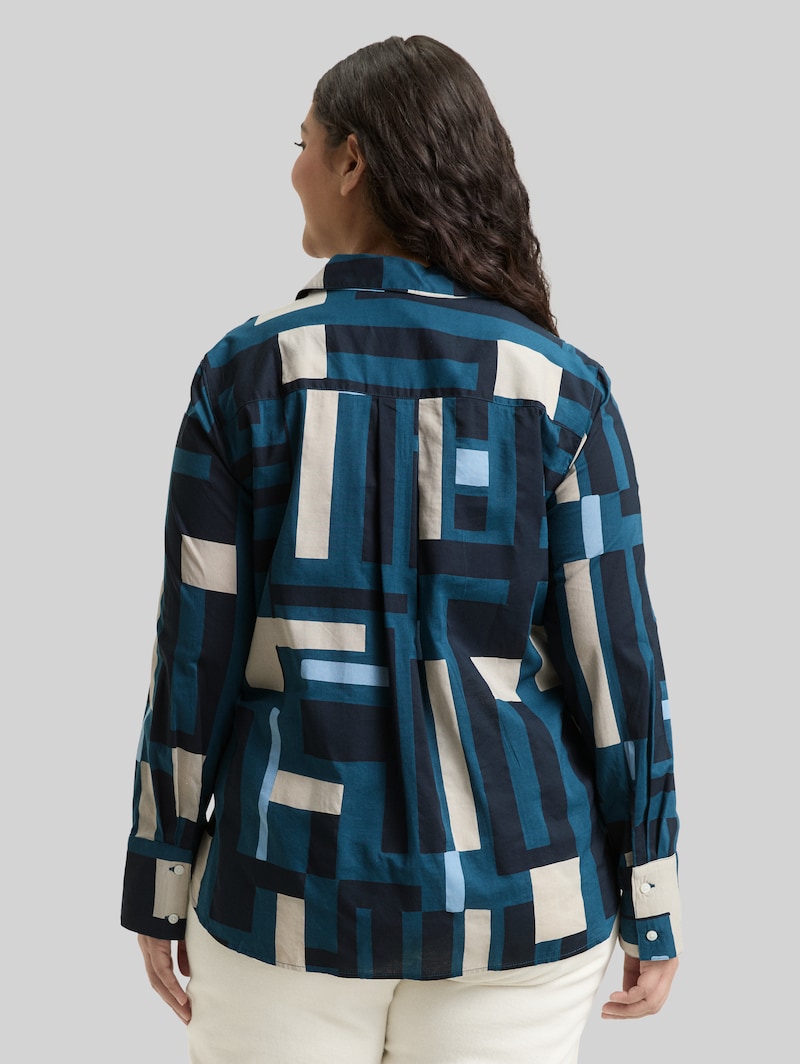 Tom Tailor Plus Size - Hemdbluse mit Muster - Teal Geometric Design