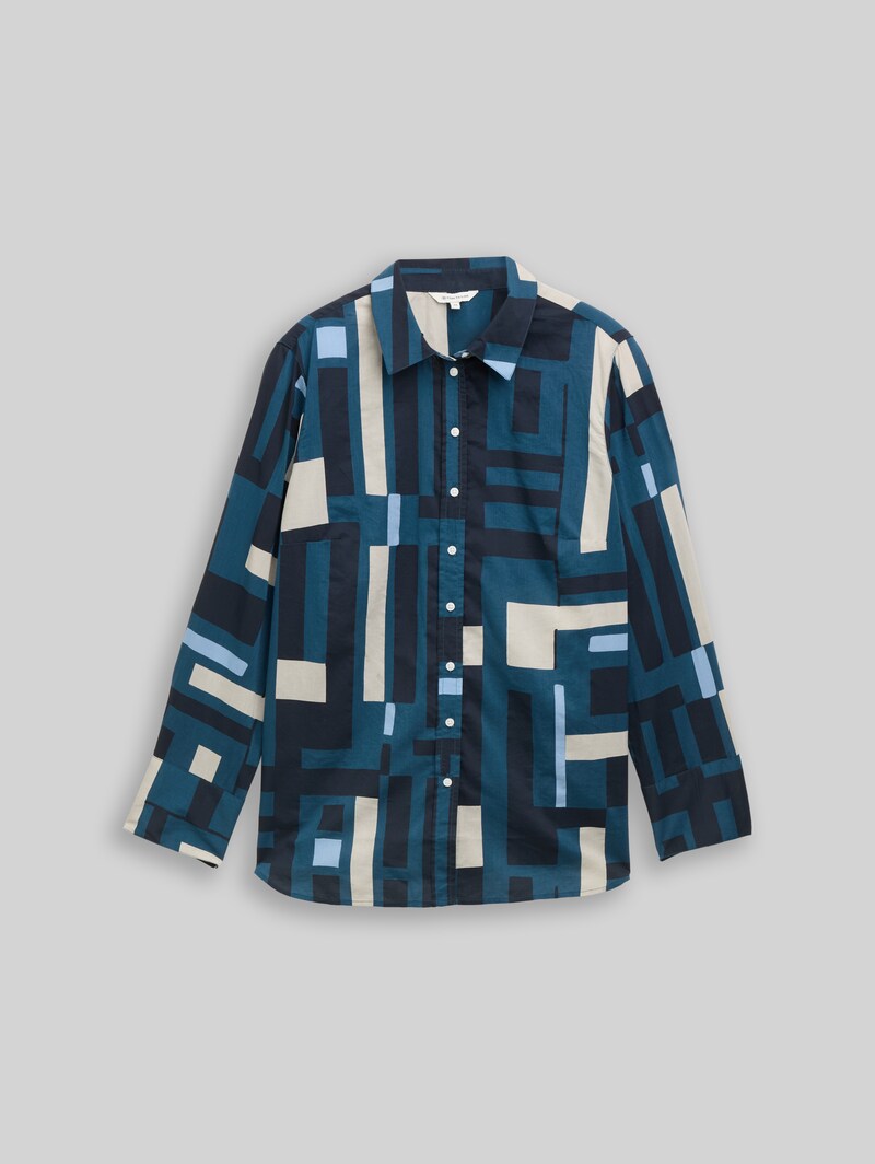 Tom Tailor Plus Size - Hemdbluse mit Muster - Teal Geometric Design
