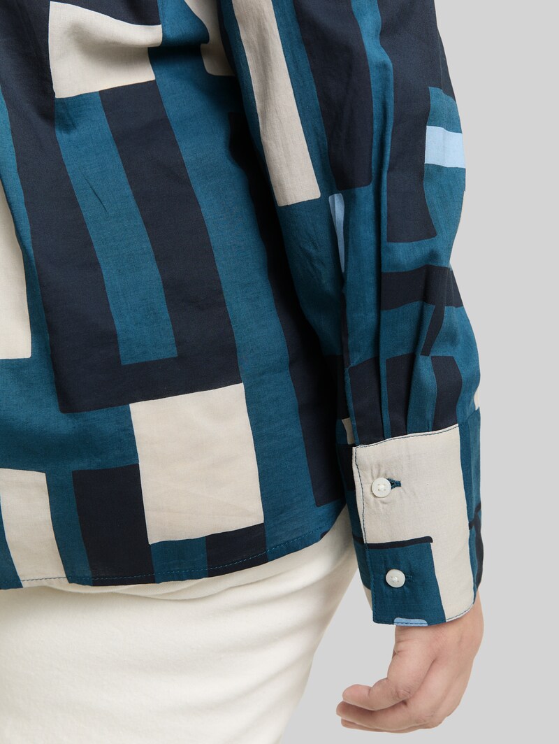 Tom Tailor Plus Size - Hemdbluse mit Muster - Teal Geometric Design