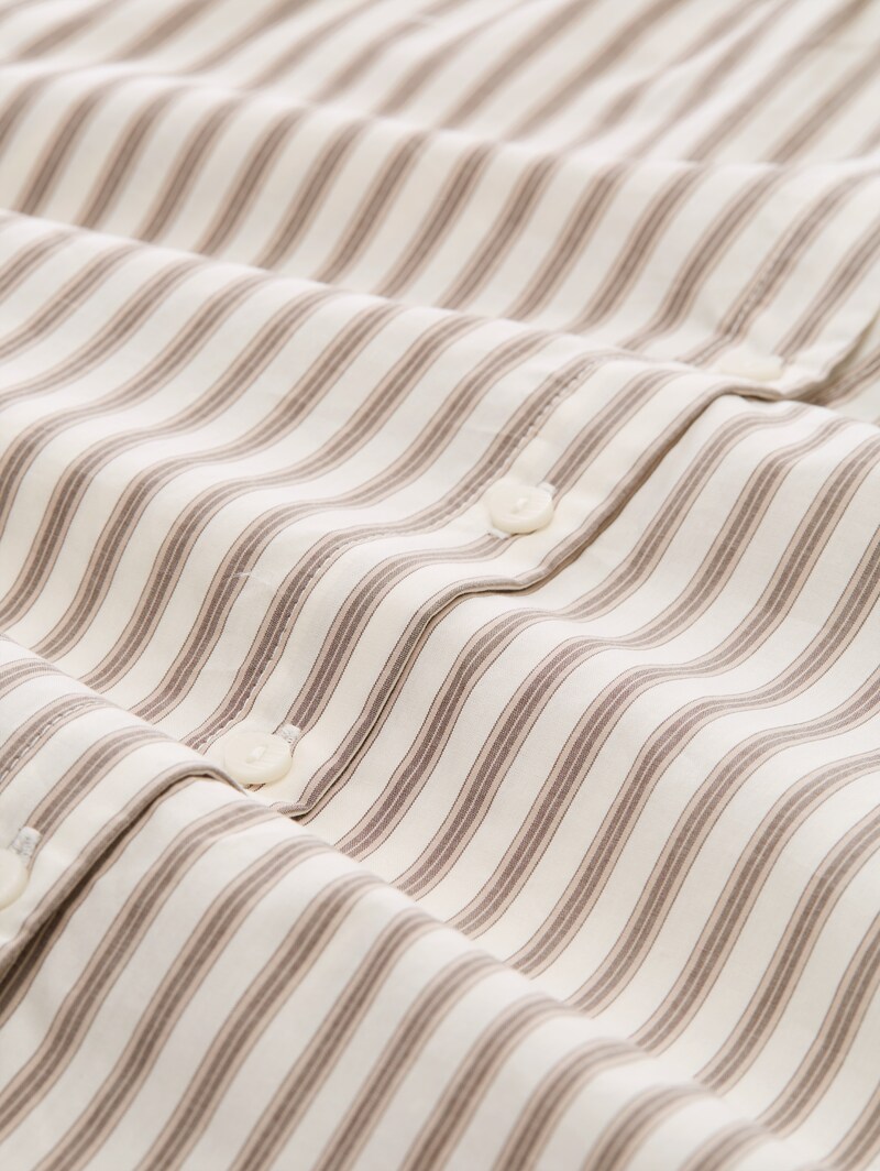 Tom Tailor Bluse mit Streifenmuster - Off White Brown Beige Stripe