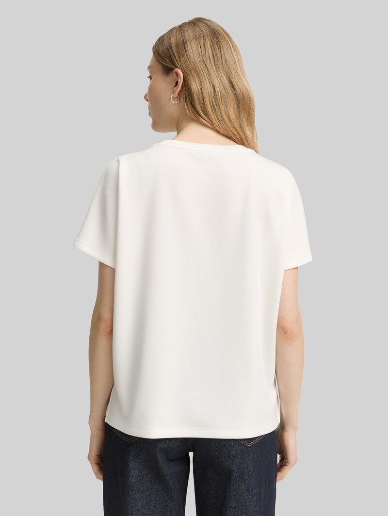 Tom Tailor Loose Fit T-Shirt mit Print - Soft Clear White