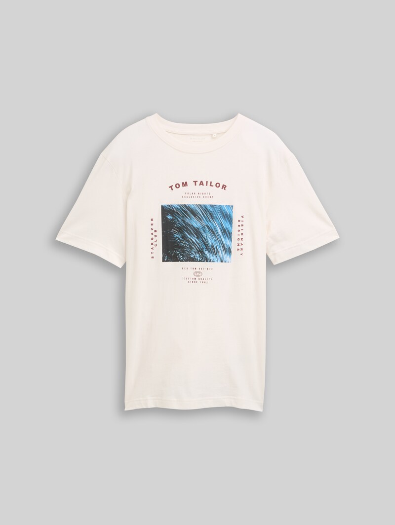 Tom Tailor T-Shirt mit Foto-Print - Gardenia White