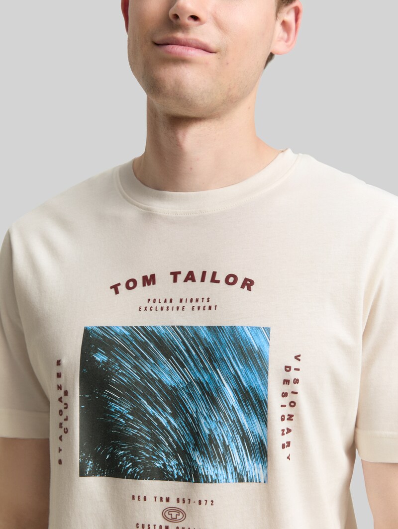 Tom Tailor T-Shirt mit Foto-Print - Gardenia White