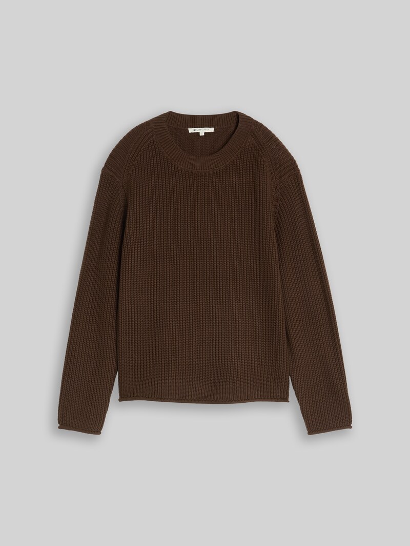 Tom Tailor Relaxed Fit Strickpullover - New Cool Dark Brown
