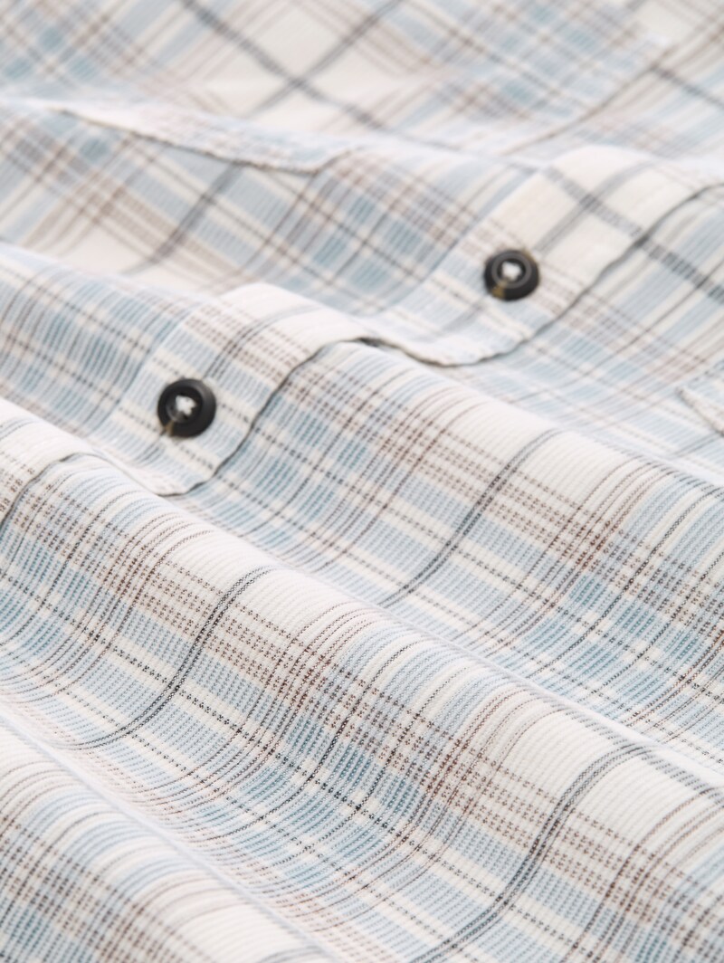 Tom Tailor Regular Fit Cordhemd mit Karomuster - White Blue Cord Check