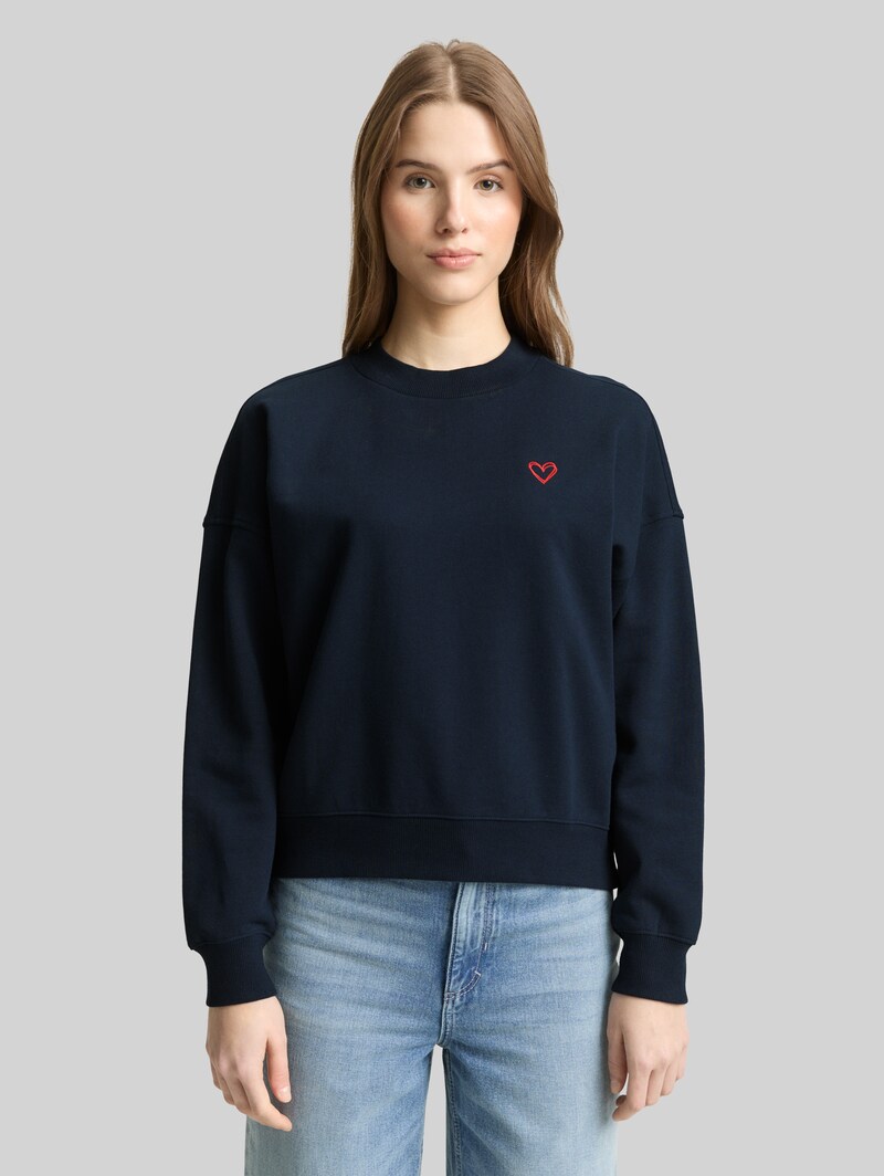 Tom Tailor Sweatshirt mit Herz-Detail - Sky Captain Blue Tom Tailor Sweatshirt mit Herz-Detail - Sky Captain Blue