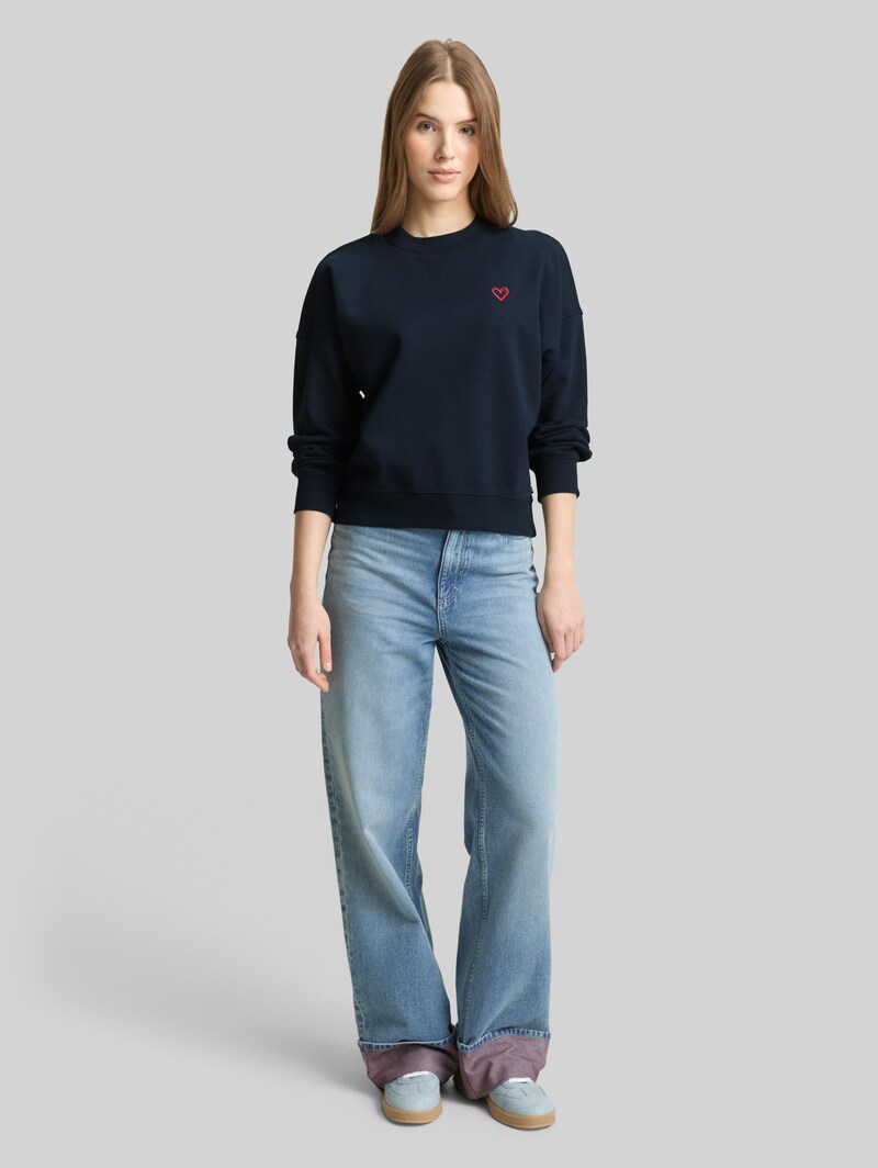 Tom Tailor Sweatshirt mit Herz-Detail - Sky Captain Blue