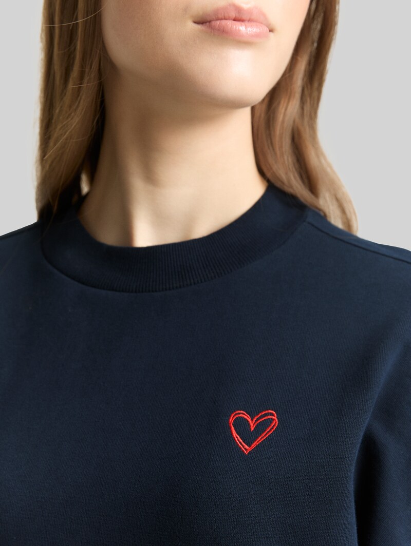 Tom Tailor Sweatshirt mit Herz-Detail - Sky Captain Blue