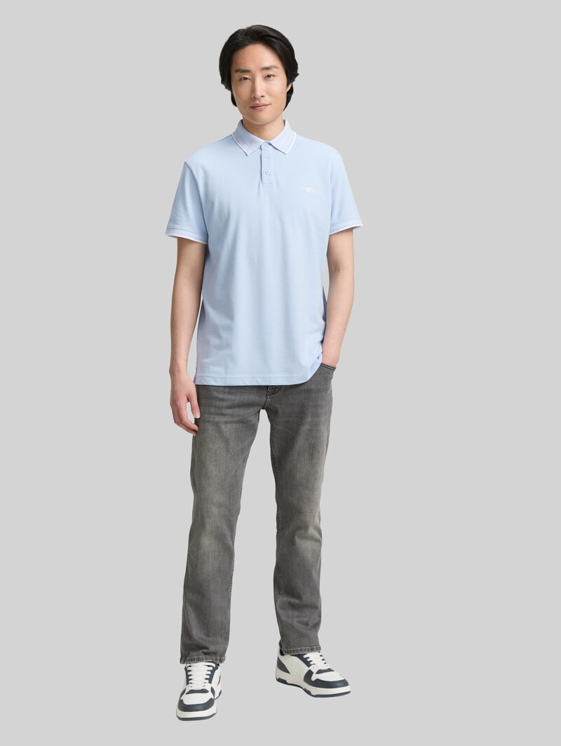 Tom Tailor Piqué Poloshirt mit Stretch - Light Metal Blue