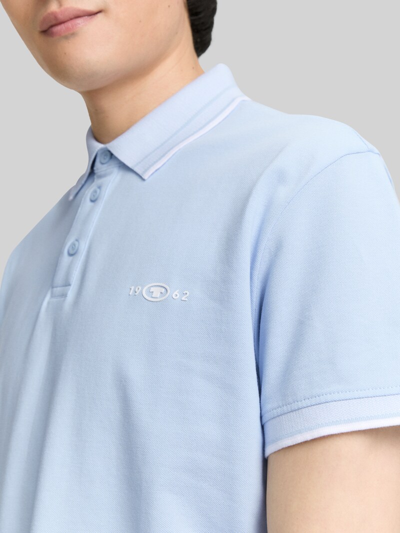 Tom Tailor Piqué Poloshirt mit Stretch - Light Metal Blue