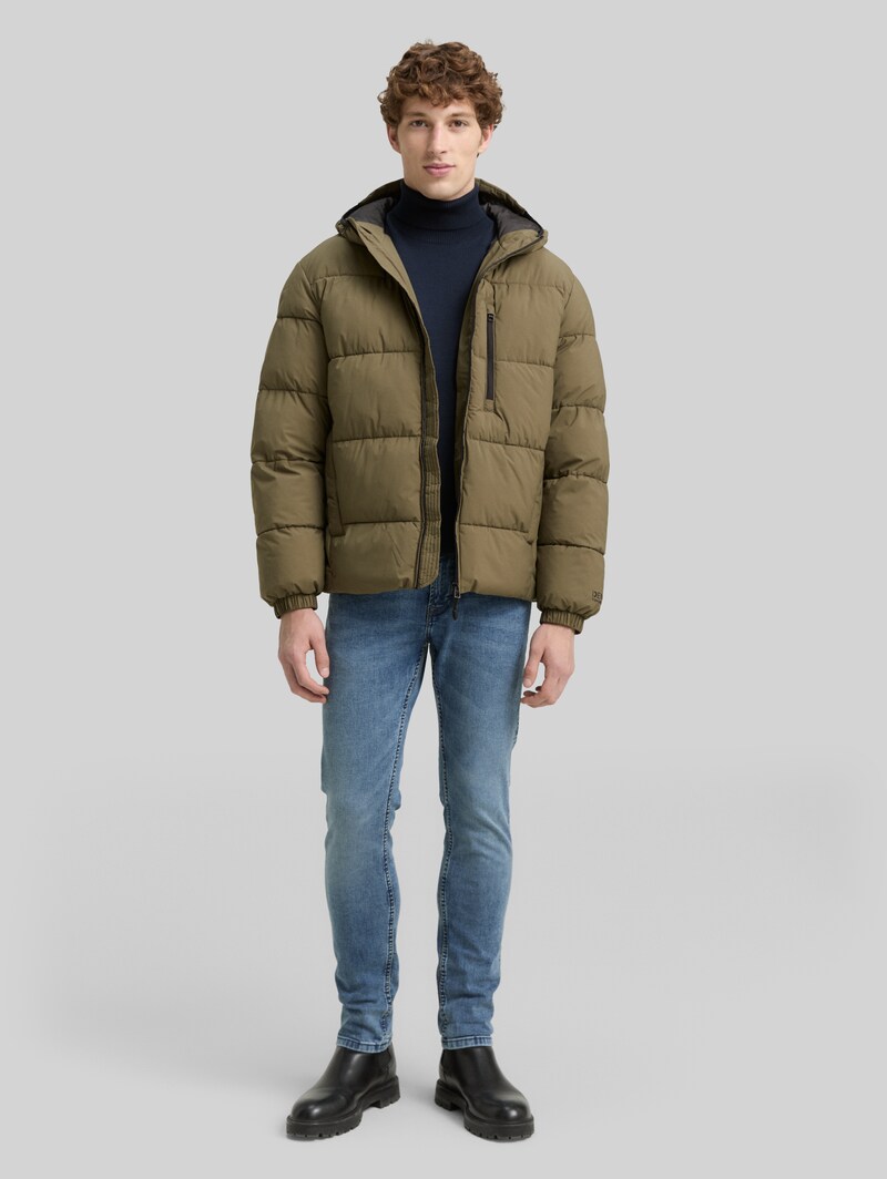 Tom Tailor Lightweight Puffer-Jacke mit Kapuze - Jungle Soil Green