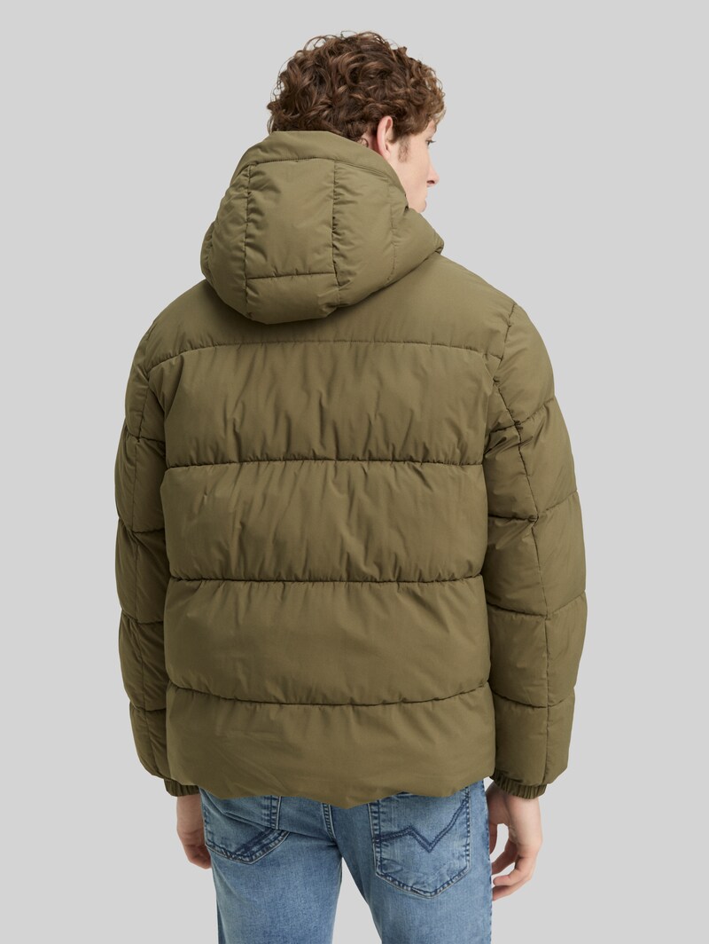 Tom Tailor Lightweight Puffer-Jacke mit Kapuze - Jungle Soil Green