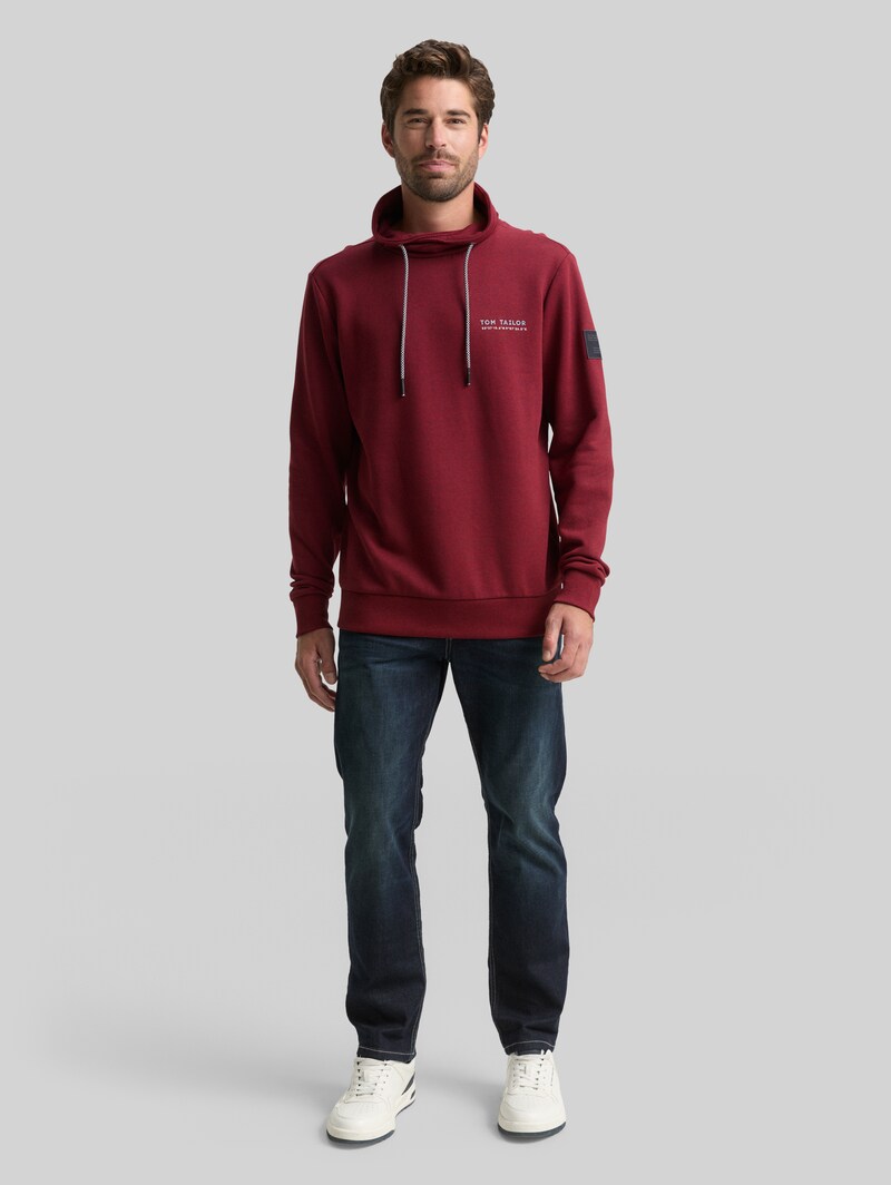 Tom Tailor Snood Sweatshirt mit Logo-Details - Red Navy Grindle Structure