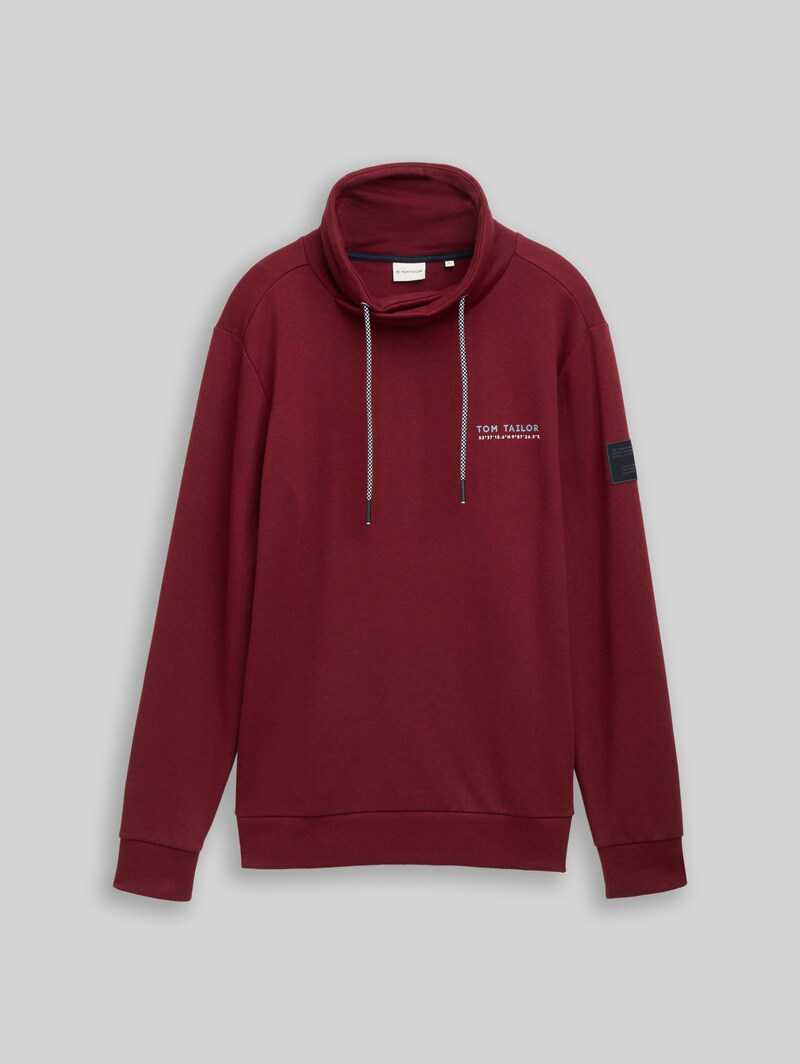 Tom Tailor Snood Sweatshirt mit Logo-Details - Red Navy Grindle Structure