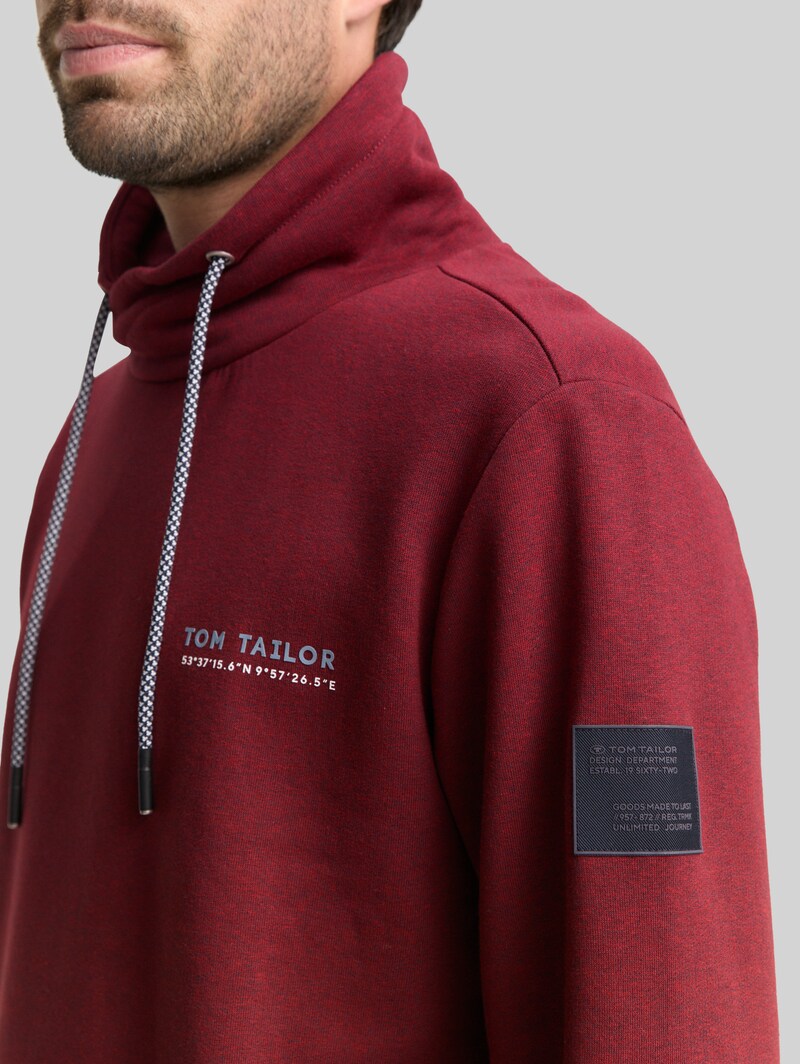 Tom Tailor Snood Sweatshirt mit Logo-Details - Red Navy Grindle Structure