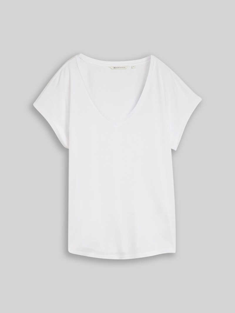 Tom Tailor T-Shirt mit V-Ausschnitt - White