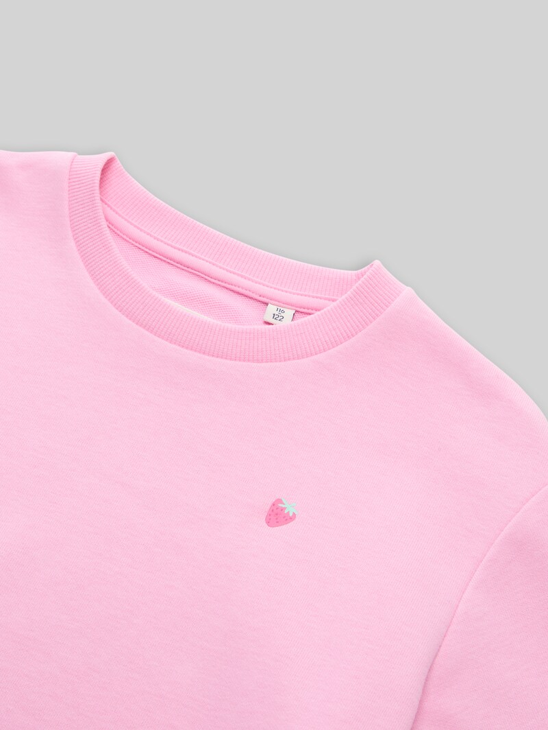 Tom Tailor Cropped Sweatshirt mit Stickerei - Lovely Pink