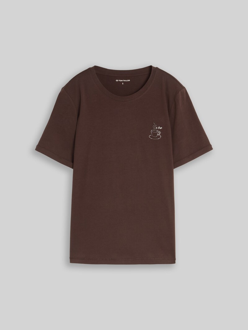 Tom Tailor T-Shirt mit Print - Java Dark Brown