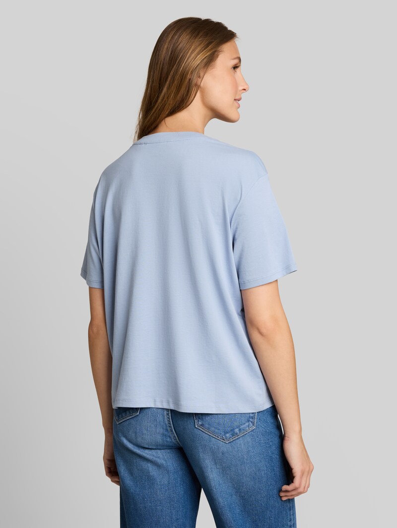 Tom Tailor Boxy Fit T-Shirt mit Stickerei - Foggy Sky Blue