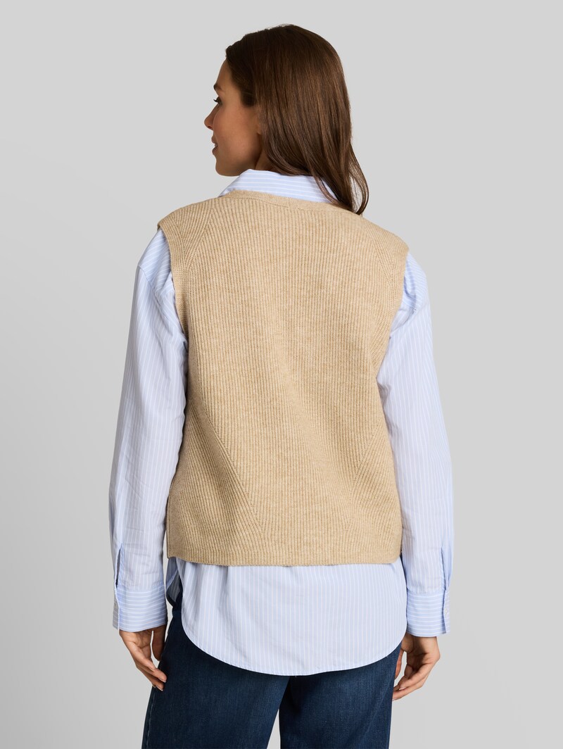 Tom Tailor Pullunder mit V-Ausschnitt - Gravel Beige Melange