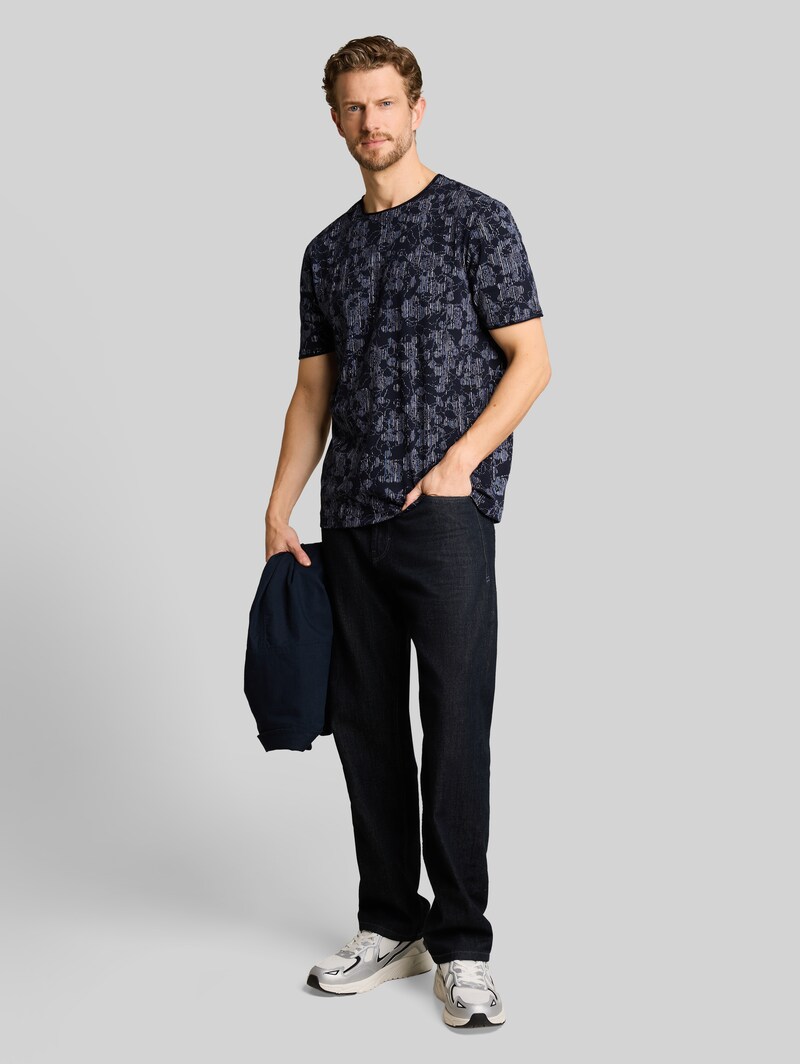 Tom Tailor T-Shirt mit Allover-Print - Navy Irregular Design