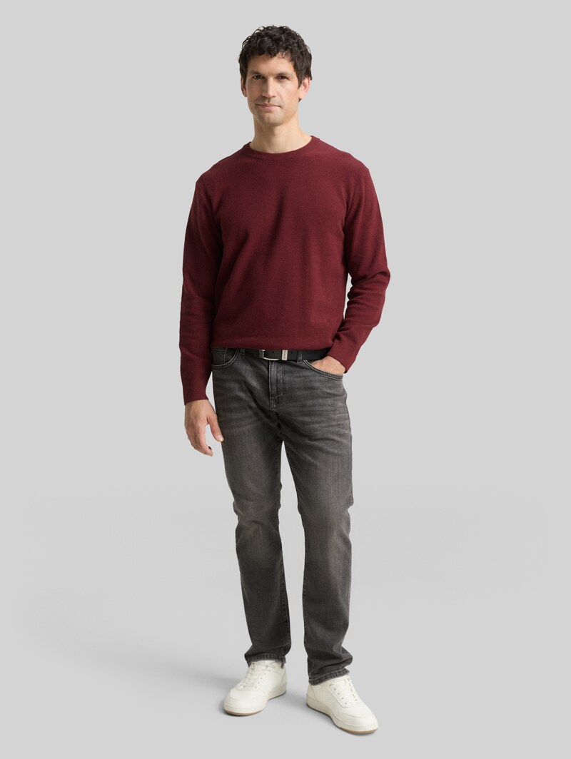 Tom Tailor Strickpullover aus Baumwolle - Bordeaux Melange